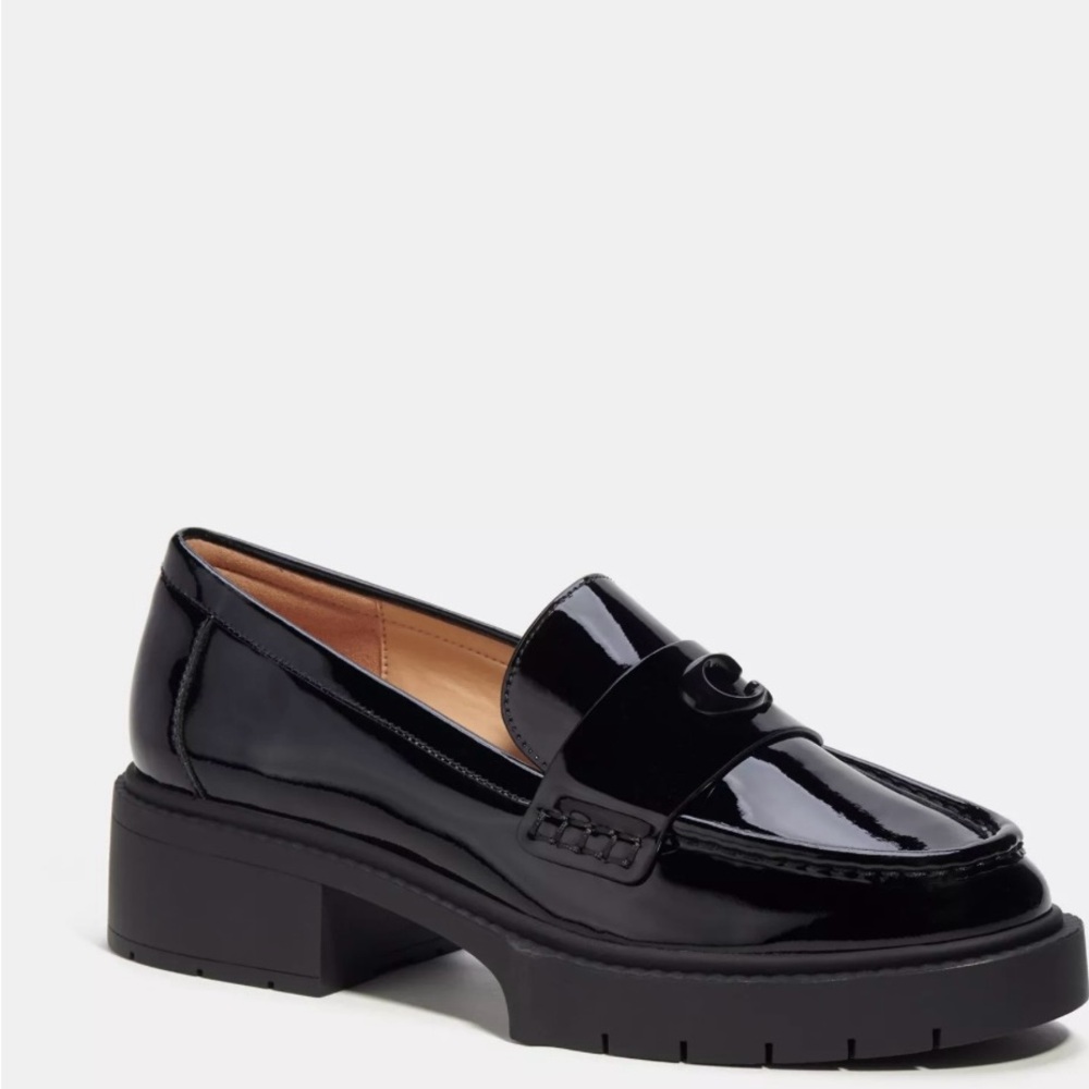 Coach Black Patent Leather Leah Loafers